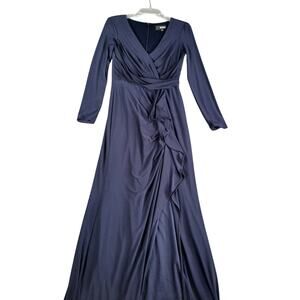 BA Nites Dress Womens 4 Blue Maxi Formal Wedding Wrap Mother Bride Kohl's NWT